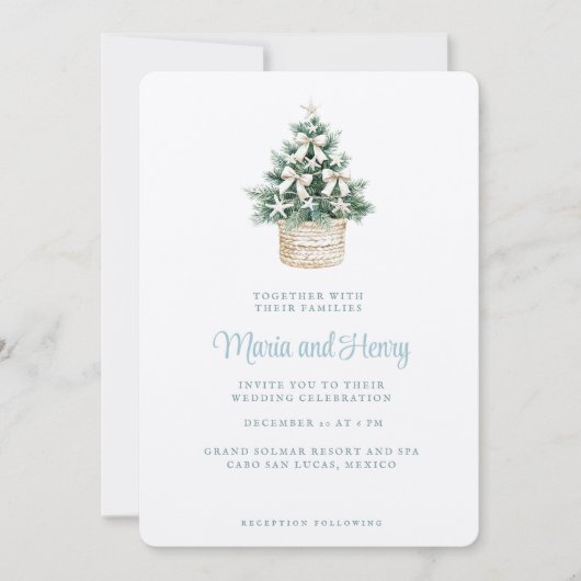 Invitation Coastal Christmas Tree | Beach Wedding (Devant)