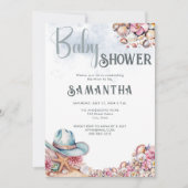 Invitation Coastal Cowgirl Baby shower Fleurs Coques (Devant)