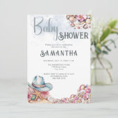 Invitation Coastal Cowgirl Baby shower Fleurs Coques (Debout devant)