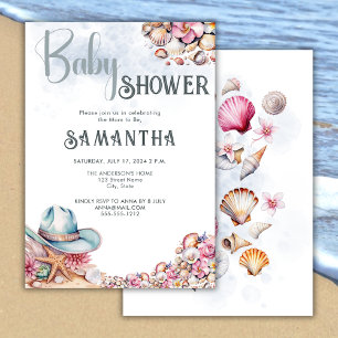 Invitation Coastal Cowgirl Baby shower Fleurs Coques