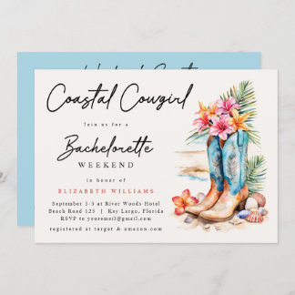 Invitation Coastal Cowgirl Beach Bachelorette Week-end