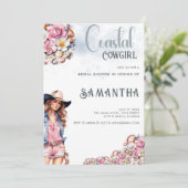 Invitation Coastal Cowgirl Fête des mariées Fleurs Coques (Debout devant)