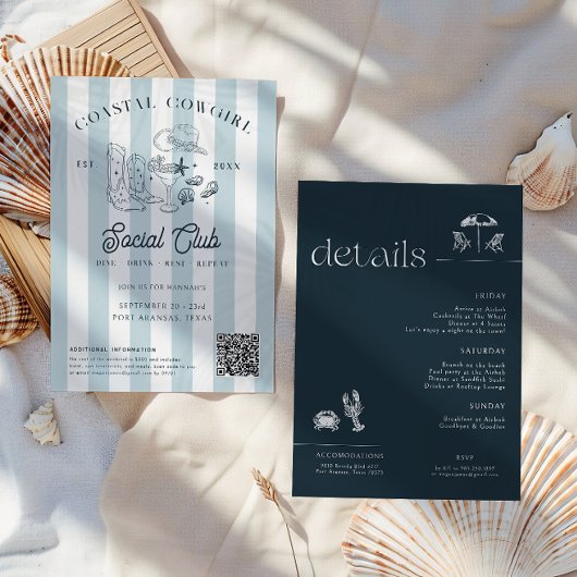 Invitation Coastal Cowgirl | Fin de semaine de bachelorette