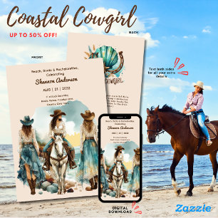 Invitation ⭐ Coastal Cowgirl Rustic Rodeo Bride Party Hors