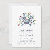 Invitation Coastal “Deck the Claws” Blue Crab Christmas Party (Devant)