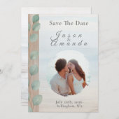 Invitation Coastal Eucalyptus Save The Date (Devant / Derrière)