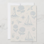 Invitation Coastal French Toile Blue Floral Bridal Shower (Dos)