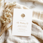 Invitation Coastal Gold Seashell & Pearls Beach Wedding