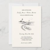 Invitation Coastal Hand Drawn Black & White Wedding (Devant)