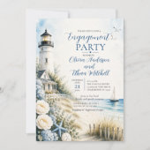 Invitation Coastal Lighthouse Engagement Party (Devant)