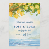Invitation Coastal Mediterranean Lemon Grove Wedding (Devant)