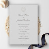Invitation Coastal Nautical Seashell Classic Script Mariage