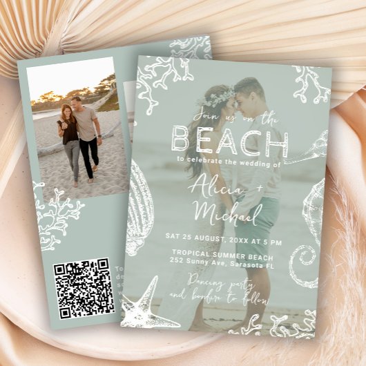 Invitation Coastal ocean beach destination wedding all in one
