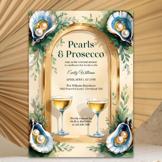 Invitation Coastal Oyster Pearls & Prosecco Bridal Shower
