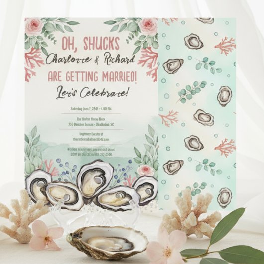 Invitation Coastal Oyster Theme Couples Wedding Shower