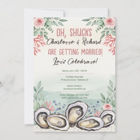 Invitation Coastal Oyster Theme Couples Wedding Shower (Devant)