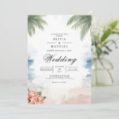 Invitation Coastal Palm Breeze Beach Wedding (Debout devant)