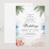 Invitation Coastal Palm Breeze Beach Wedding (Devant / Derrière)