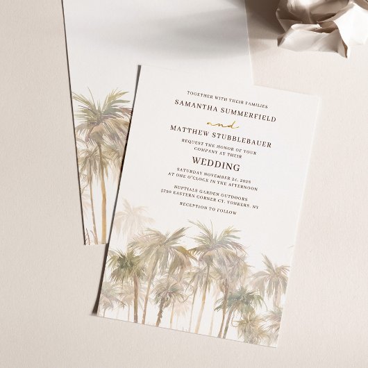 Invitation Coastal Palm Trees Beach Wedding
