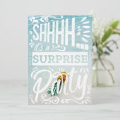 Invitation Coastal Palm Trees Surprise Party Beach Birthday (Debout devant)