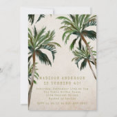 Invitation Coastal Palm Trees Surprise Party Beach Birthday (Dos)