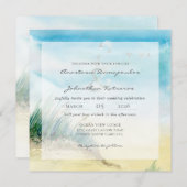 Invitation Coastal Seascape Rustic Watercolor (Devant / Derrière)