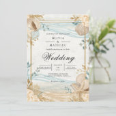Invitation Coastal Seashell Beach Wedding (Debout devant)