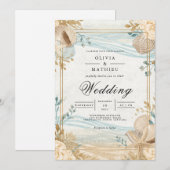 Invitation Coastal Seashell Beach Wedding (Devant / Derrière)