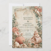 Invitation Coastal Seashell Botanical Elegance (Devant)