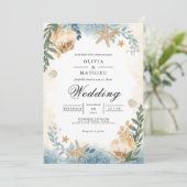 Invitation Coastal Seashell Mariage botanique (Debout devant)