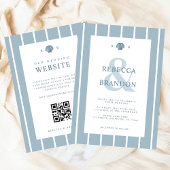 Invitation Coastal Seashell Monogramme bleu QR Code Mariage