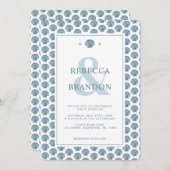 Invitation Coastal Seashell Motif Monogramme QR Code Mariage (Devant / Derrière)