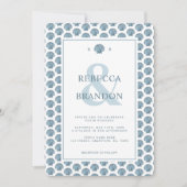 Invitation Coastal Seashell Motif Monogramme QR Code Mariage (Devant)