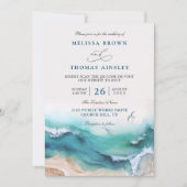 Invitation Coastal the Beach Destination QR Code Wedding (Devant)