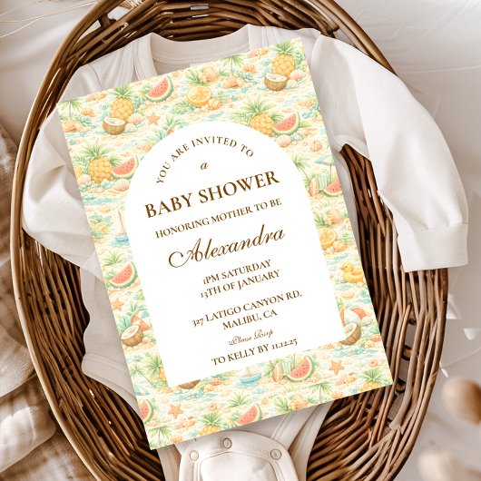 Invitation Coastal Tropical Fruits Baby Shower