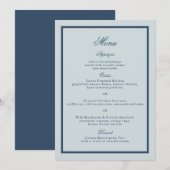 Invitation Coastal Wedding Dusty Blue Classic Menu Card (Devant / Derrière)
