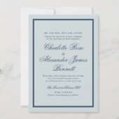 Invitation Coastal Wedding Dusty Blue Classic Script (Devant)