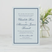 Invitation Coastal Wedding Dusty Blue Classic Script (Debout devant)