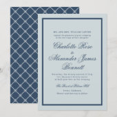 Invitation Coastal Wedding Dusty Blue Classic Script (Devant / Derrière)