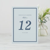 Invitation Coastal Wedding Dusty Blue Classic Table Number (Debout devant)