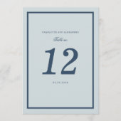 Invitation Coastal Wedding Dusty Blue Classic Table Number (Devant)