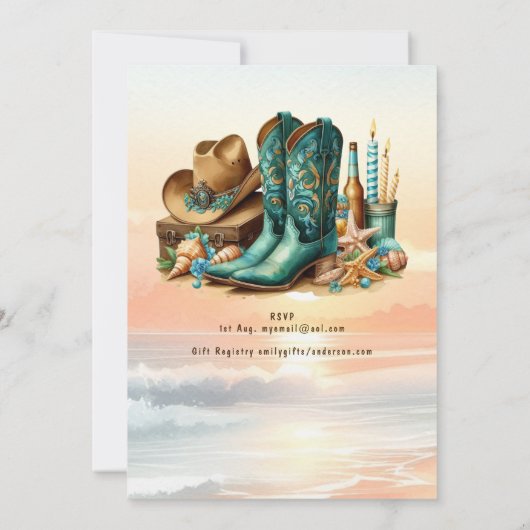 Invitation ⭐ Coastale fille Rustic Beach Bachelorette (Dos)