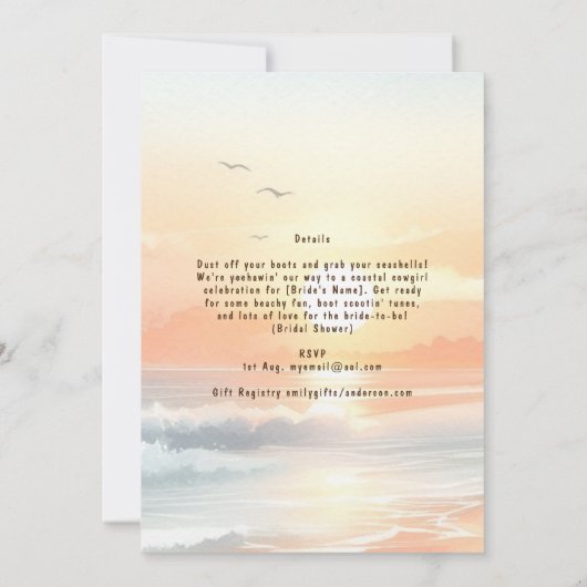Invitation ⭐ Coastale fille Rustic Beach Bachelorette (Dos)