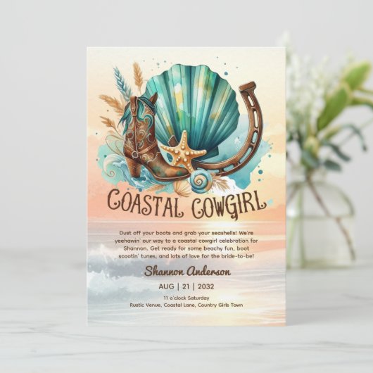 Invitation ⭐ Coastale fille Rustic Beach Bachelorette (Debout devant)