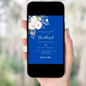 Invitation Cobal bleu roses florales mariage