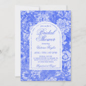 Invitation Cobalt Bleu Blanc Floral Chinoiserie Fête des mari (Devant)