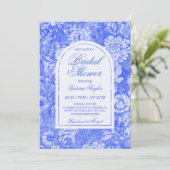 Invitation Cobalt Bleu Blanc Floral Chinoiserie Fête des mari (Debout devant)