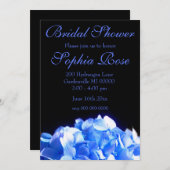 Invitation Cobalt bleu floral élégant bleu hydrangées (Devant / Derrière)