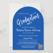 Invitation Cobalt Blue Arch Photo Graduation Party QR Code (Devant)