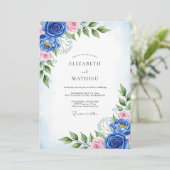 Invitation Cobalt Blue Artistic Spring Wedding (Debout devant)